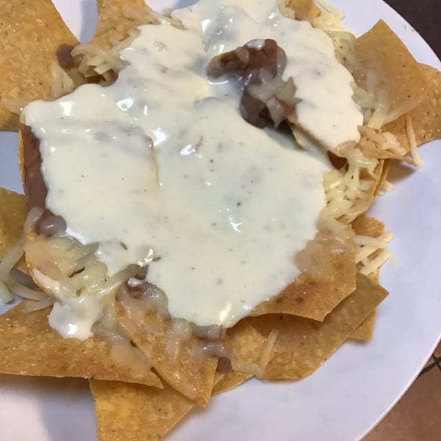 Cheese and Bean Nachos.