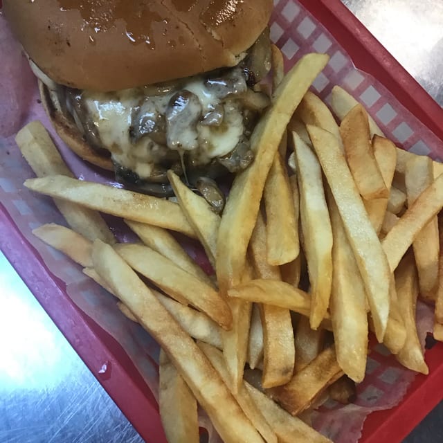 Mushroom Swiss Burger.